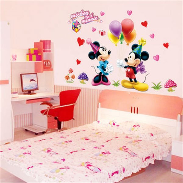 Cartoon Mickey Minnie Mouse baby home decals wall stickers for kids room baby bedroom wall art nursery amusement park DIY poster - Image 2