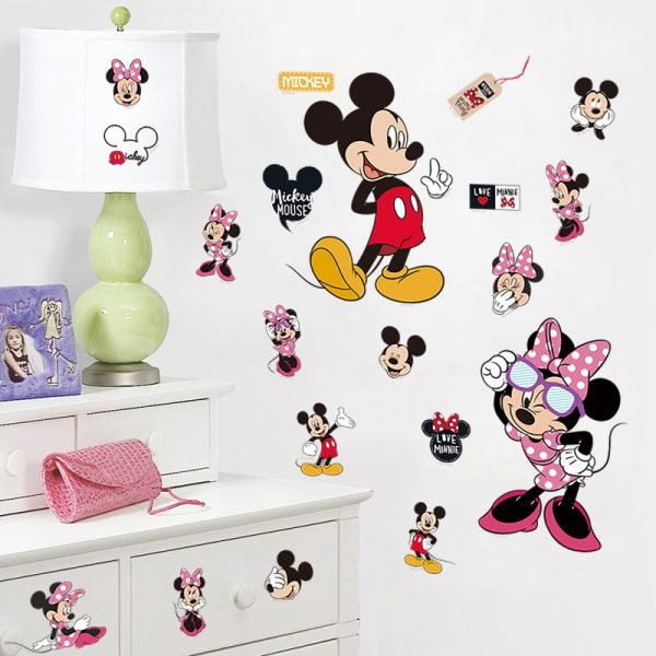 Cartoon Mickey Minnie Mouse baby home decals wall stickers for kids room baby bedroom wall art nursery amusement park DIY poster - Image 4