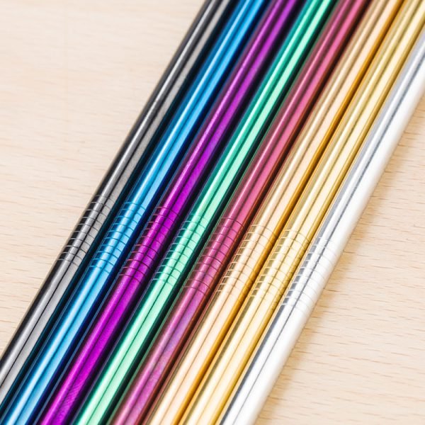 Colorful 304 Stainless Steel Straws Reusable Straight Bent Metal Drinking Straw With Cleaner Brush Set Party Bar Accessory - Image 5