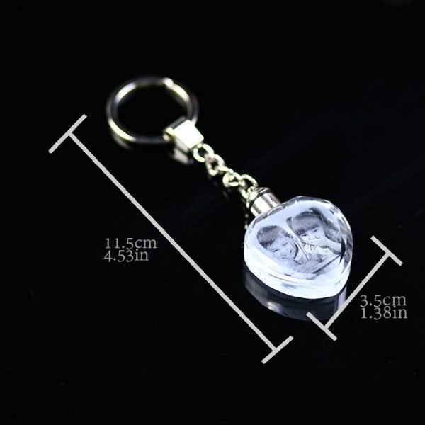 Custom Made Crystal Picture Frame Baby Gift Heart Shape Glass Mini Photo Frame LED Light Pendant Present kristallen fotolijst - Image 4