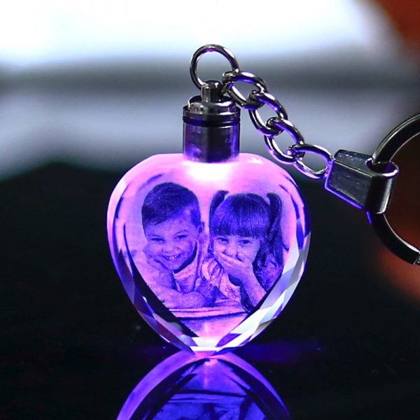Customized Souvenirs Gift Decoration Heart Shape K9 Crystal Photos Frame Laser Engrave for Lover Baby Kids Glass Crafts KeyChain - Image 2