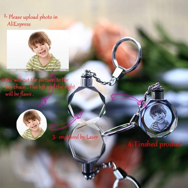 Customized Souvenirs Gift Decoration Heart Shape K9 Crystal Photos Frame Laser Engrave for Lover Baby Kids Glass Crafts KeyChain - Image 3