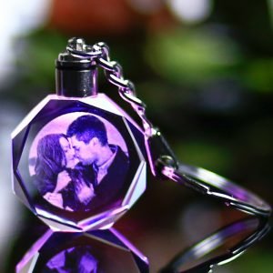 Customized Souvenirs Gift Decoration Heart Shape K9 Crystal Photos Frame Laser Engrave for Lover Baby Kids Glass Crafts KeyChain