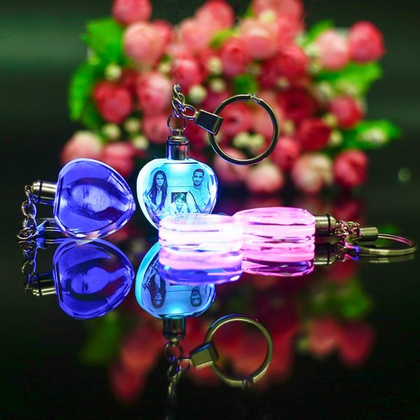 Customized Souvenirs Gift Decoration Heart Shape K9 Crystal Photos Frame Laser Engrave for Lover Baby Kids Glass Crafts KeyChain - Image 5