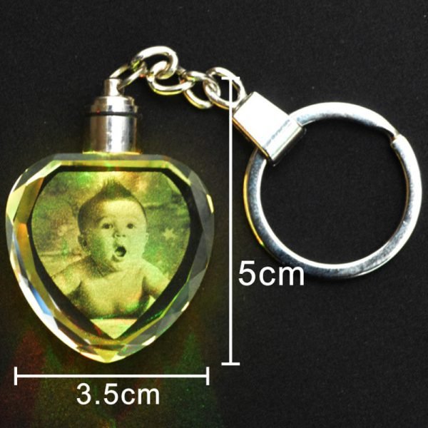 Customized Souvenirs Gift Decoration Heart Shape K9 Crystal Photos Frame Laser Engrave for Lover Baby Kids Glass Crafts KeyChain - Image 6