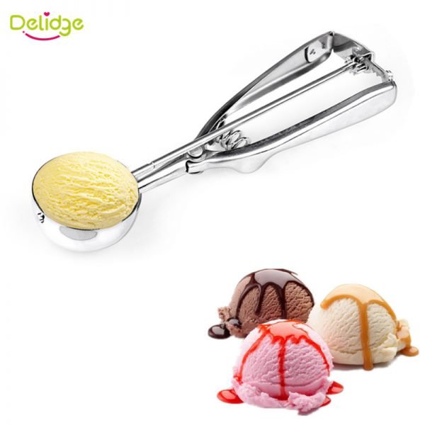 Delidge Stainless Steel 6 cm Ice Cream Spoon Mashed Potatoes Watermelon Jelly Spring Handle Scoop Cookies Kitchen Accessory