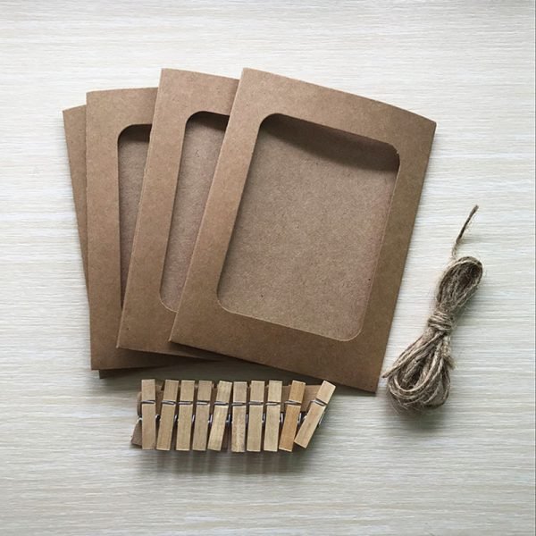 EACH PARTY 10Pcs Paper Frame with Clips 3/4/5/6/7 Inch Wall Photo Frame DIY Hanging Picture Album Party Home Decorations 2M Rope - Image 6