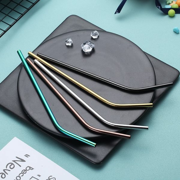 EIMAI 4Pcs Colorful 304 Stainless Steel Straws Reusable Drinking Straw High Quality Bent Metal Straw with Cleaner Brush A01 - Image 2