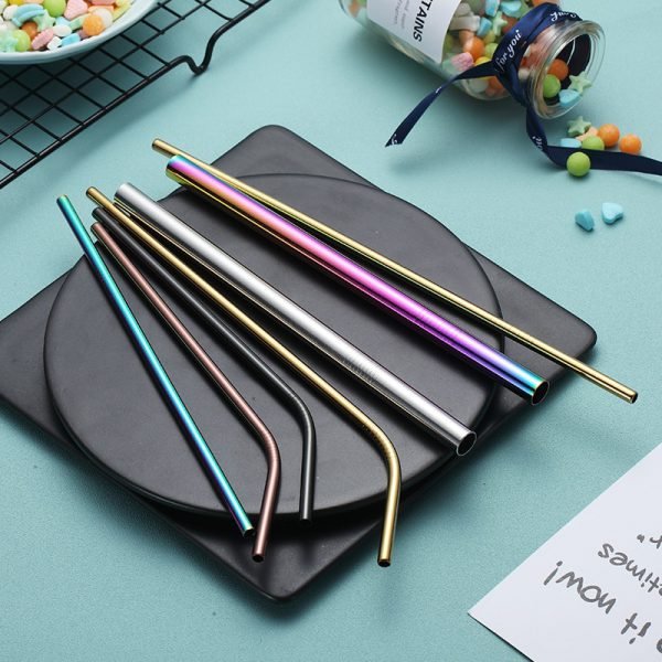 EIMAI 4Pcs Colorful 304 Stainless Steel Straws Reusable Drinking Straw High Quality Bent Metal Straw with Cleaner Brush A01 - Image 4