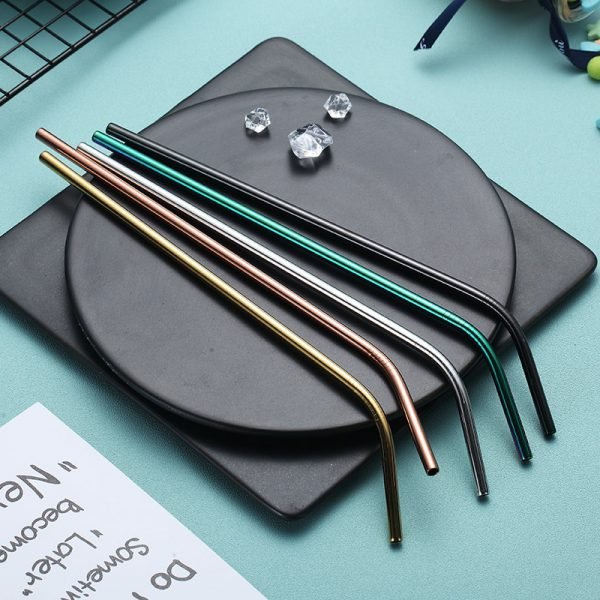 EIMAI 4Pcs Colorful 304 Stainless Steel Straws Reusable Drinking Straw High Quality Bent Metal Straw with Cleaner Brush A01 - Image 5