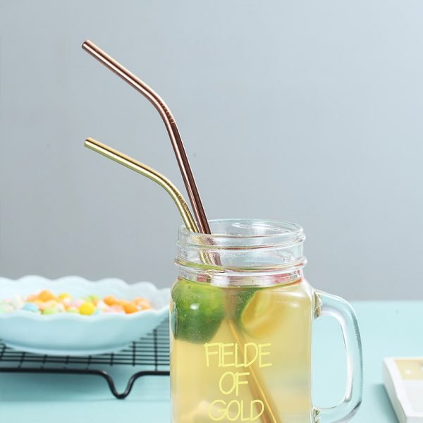 EIMAI 4Pcs Colorful 304 Stainless Steel Straws Reusable Drinking Straw High Quality Bent Metal Straw with Cleaner Brush A01 - Image 6