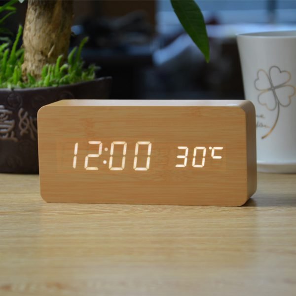 FiBiSonic Alarm Clocks with Thermometer ,Wood Wooden Led clocks, Digital Table Clock,Electronic Clocks With Cost - Image 4