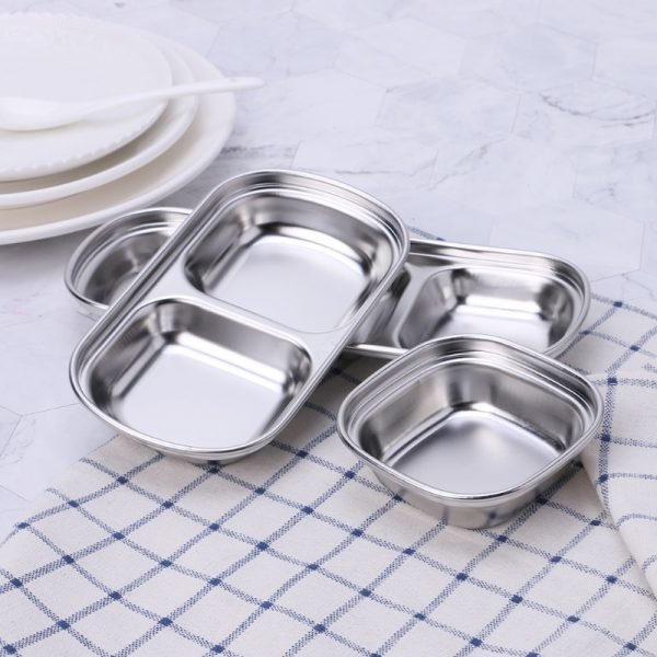 HOT Nice-looking utilitarian Stainless Steel Assorted Salad Sauce Dipping Dish Tray Bowl Kitchen Tableware - Image 2