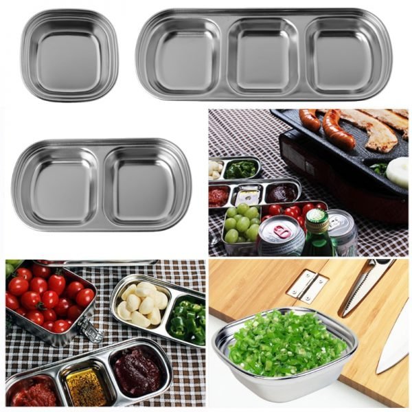 HOT Nice-looking utilitarian Stainless Steel Assorted Salad Sauce Dipping Dish Tray Bowl Kitchen Tableware - Image 5