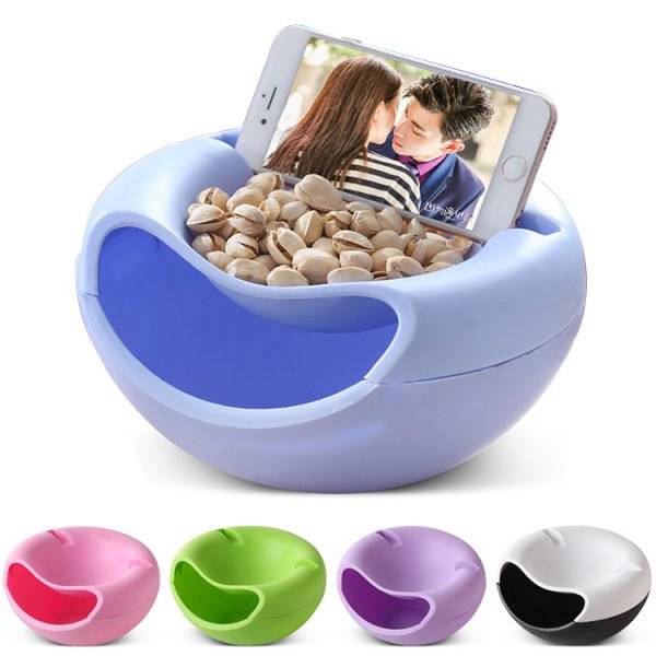 Hot New Arrival Useful Double Layers Snacks Fruit Plate Bowl Dish Phone Holder For TV Lazy Home Kitchen Container Accessories - Image 4