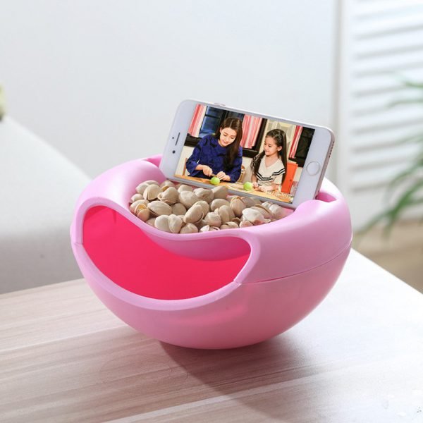 Hot New Arrival Useful Double Layers Snacks Fruit Plate Bowl Dish Phone Holder For TV Lazy Home Kitchen Container Accessories - Image 5
