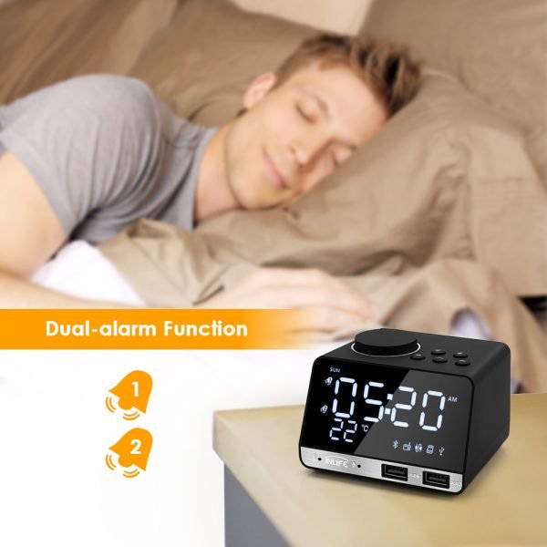 Inlife K11 Bluetooth 4.2 Radio Alarm Clock Speaker With 2 USB Ports LED Digital Alarm Clock Home Decration Snooze Table Clock - Image 2
