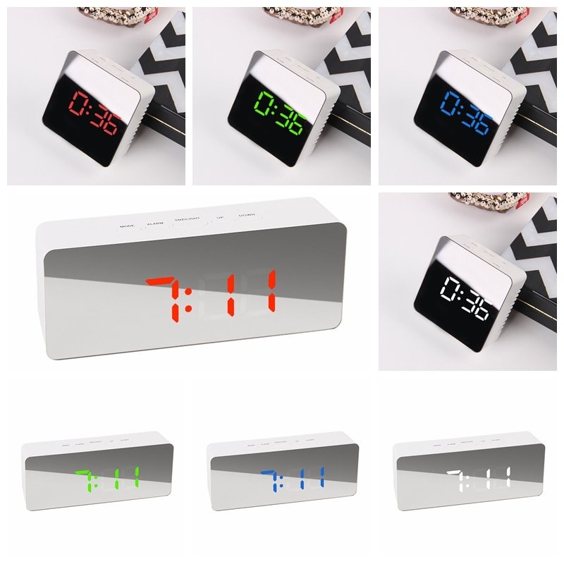 JULY'S SONG Digital Alarm Clock Mirror Digital Clock LED Snooze Night Lights Temperature Table Clocks USB Despertador Home Decor - Image 5