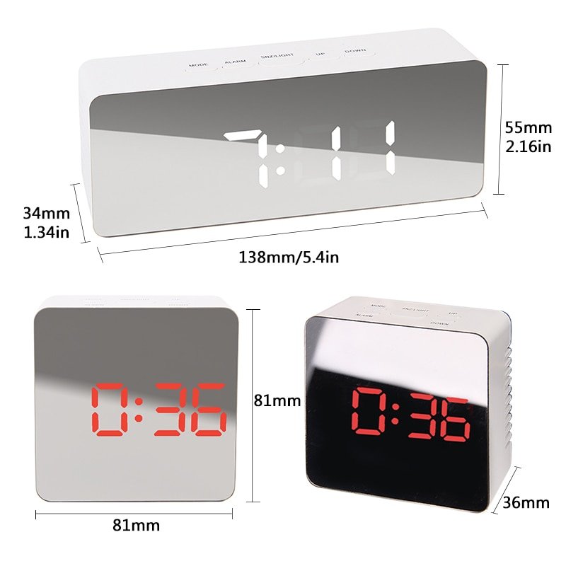JULY'S SONG Digital Alarm Clock Mirror Digital Clock LED Snooze Night Lights Temperature Table Clocks USB Despertador Home Decor - Image 6