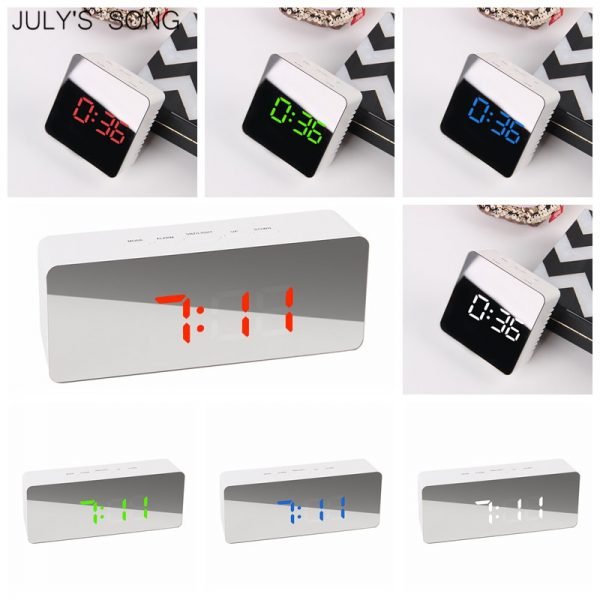 JULY'S SONG Digital Mirror LED Alarm Clock Night Lights Thermometer Wall Clock Lamp Square Rectangle Multi-function Desk Clocks - Image 5