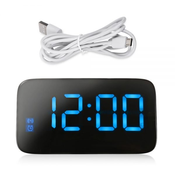 LED Alarm Clock Digital LED Display Voice Control Electric Snooze Night Backlight Desktop Table Clocks Watch USB Charging Cable - Image 2