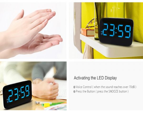 LED Alarm Clock Digital LED Display Voice Control Electric Snooze Night Backlight Desktop Table Clocks Watch USB Charging Cable - Image 5