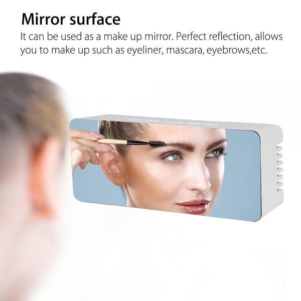LED Mirror Alarm Clock Digital Snooze Table Clock Wake Up Light Electronic Large Time Temperature Display Home Decoration Clock - Image 2