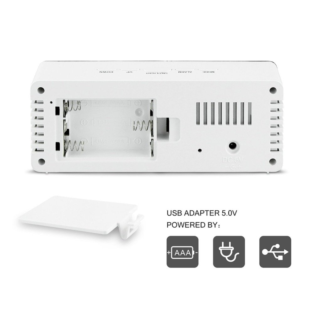 LED Mirror Alarm Clock Digital Snooze Table Clock Wake Up Light Electronic Large Time Temperature Display Home Decoration Clock - Image 6