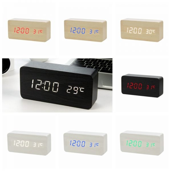LED Wooden Alarm Clock Watch Table Voice Control Digital Wood Despertador Electronic Desktop USB/AAA Powered Clocks Table Decor - Image 6