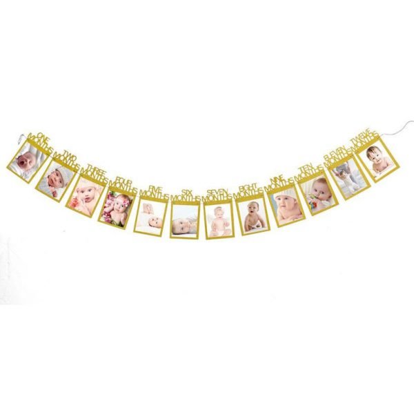 New Frame Kids Birthday Gift Decorations 1-12 Month baby Photo holder Photo Banner Monthly Photo Frame Wall baby Photo folder - Image 3