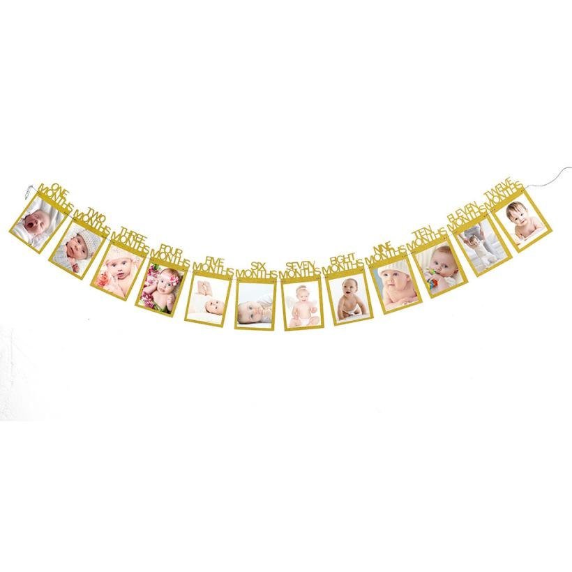 New Frame Kids Birthday Gift Decorations 1-12 Month baby Photo holder Photo Banner Monthly Photo Frame Wall baby Photo folder - Image 3