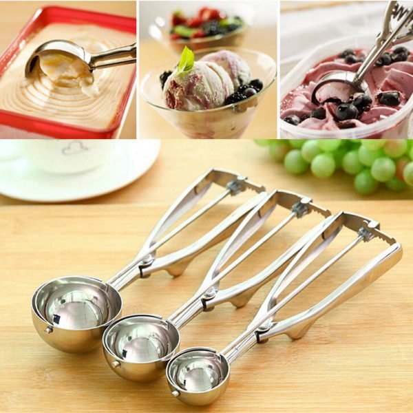 New Kitchen Cooking Stainless Steel Ice Cream Mashed Potato Fruit Spoon Scoop Ladle Food Baller Craft Accessories Practical