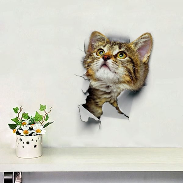 Newest Home Decor Cats 3D Wall Stickers Hole View Toilet Sticker Cat Home Decoration PVC Wall Decals Removable Art Wallpapers - Image 2