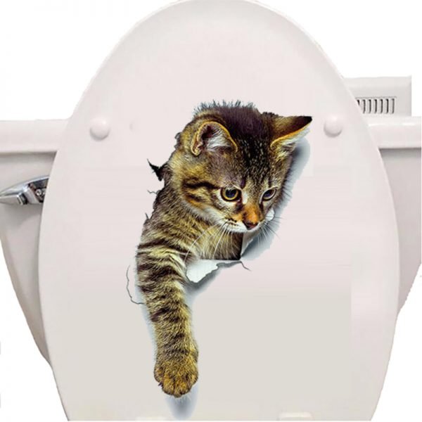 Newest Home Decor Cats 3D Wall Stickers Hole View Toilet Sticker Cat Home Decoration PVC Wall Decals Removable Art Wallpapers - Image 3
