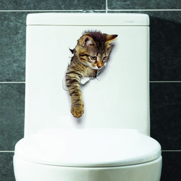 Newest Home Decor Cats 3D Wall Stickers Hole View Toilet Sticker Cat Home Decoration PVC Wall Decals Removable Art Wallpapers - Image 4