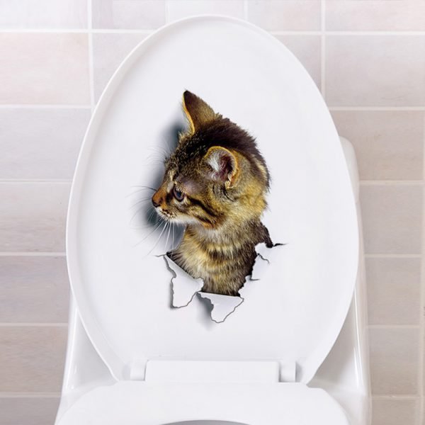 Newest Home Decor Cats 3D Wall Stickers Hole View Toilet Sticker Cat Home Decoration PVC Wall Decals Removable Art Wallpapers - Image 5