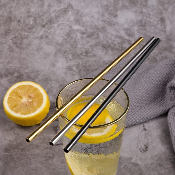 Reusable Metal Drinking Straws 304 Stainless Steel Sturdy Bent Straight Drinks Straw with Cleaning Brush Bar Party Accessory - Image 5