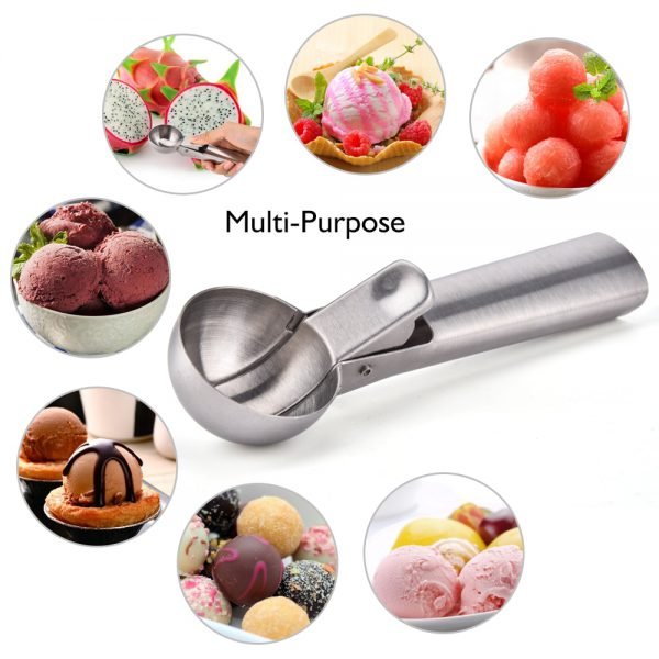 Stainless Steel Icecream Scoop Multi Use Easy Trigger Small Ice Cream Spoon Fruit Baller Frozen Yogurt Dipper with PopUp Level - Image 5