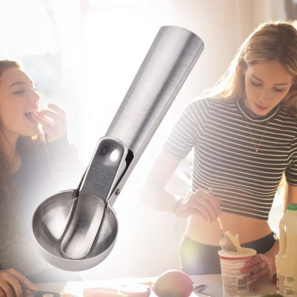 Stainless Steel Icecream Scoop Multi Use Easy Trigger Small Ice Cream Spoon Fruit Baller Frozen Yogurt Dipper with PopUp Level - Image 6