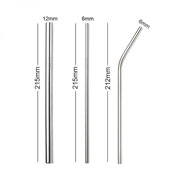 UPORS 5pcs Eco Friendly Reusable Straw 304 Stainless Steel Straw Metal Smoothies Drinking Straws Set with Brush & Bag Wholesale - Image 4