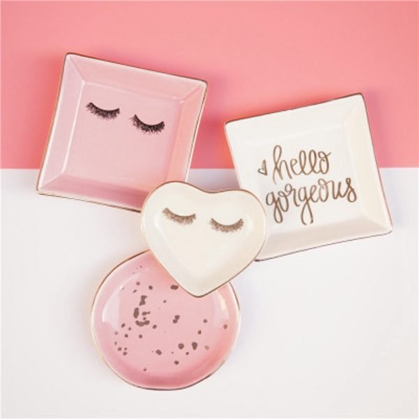 WOWCC Nordic Style Decoration Plate Pink Ceramic Cup Snacks Fruit Plates Dessert Bowl Dishes Bone China Dinnerware Accessories - Image 2