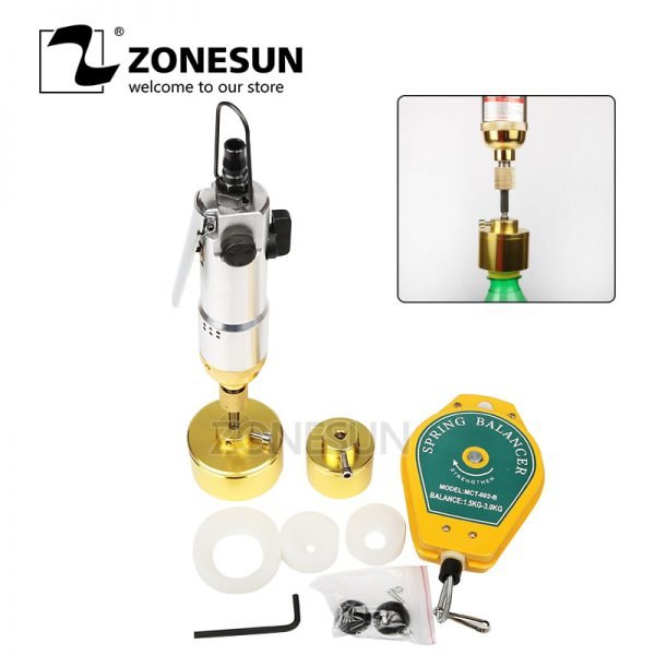 ZONESUN Pneumatic bottle capping machine hand held screwing capping machine manual aircrew driver bottle capper tools