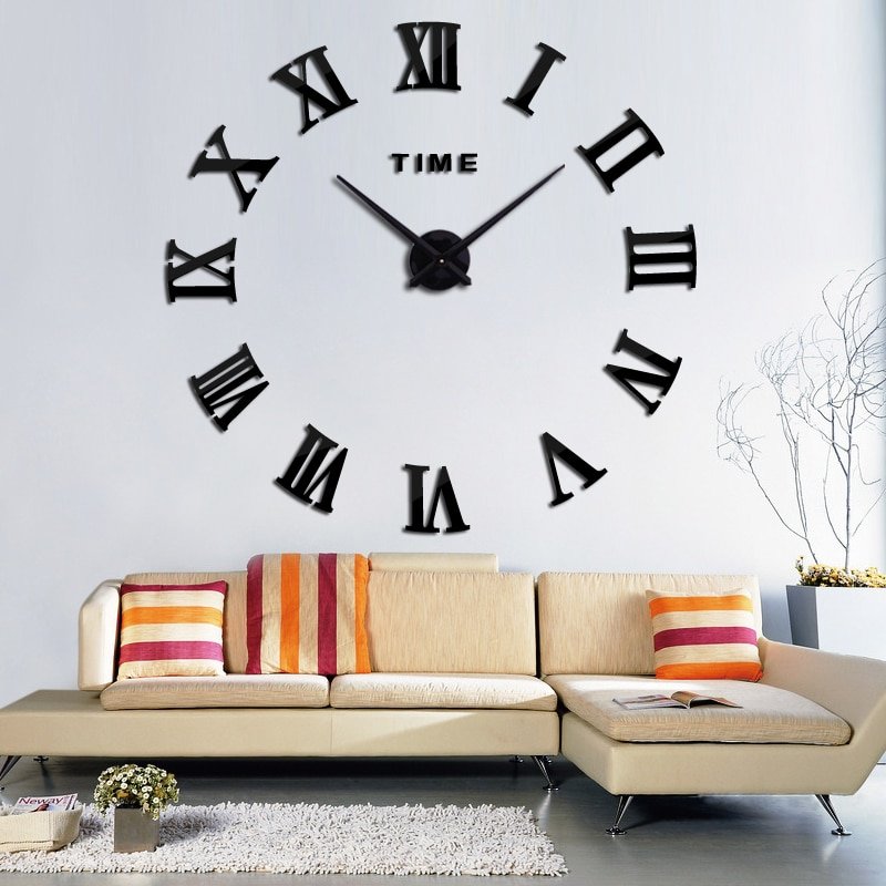 promotion new home decor large roman mirror fashion modern Quartz clocks living room diy wall clock sticker watch free shipping - Image 2