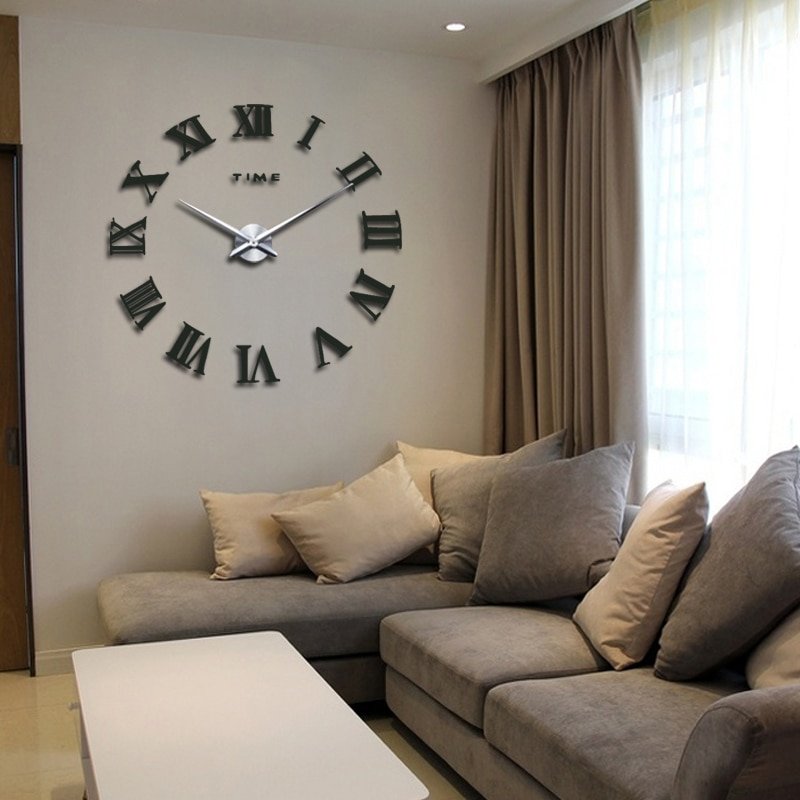 promotion new home decor large roman mirror fashion modern Quartz clocks living room diy wall clock sticker watch free shipping - Image 5