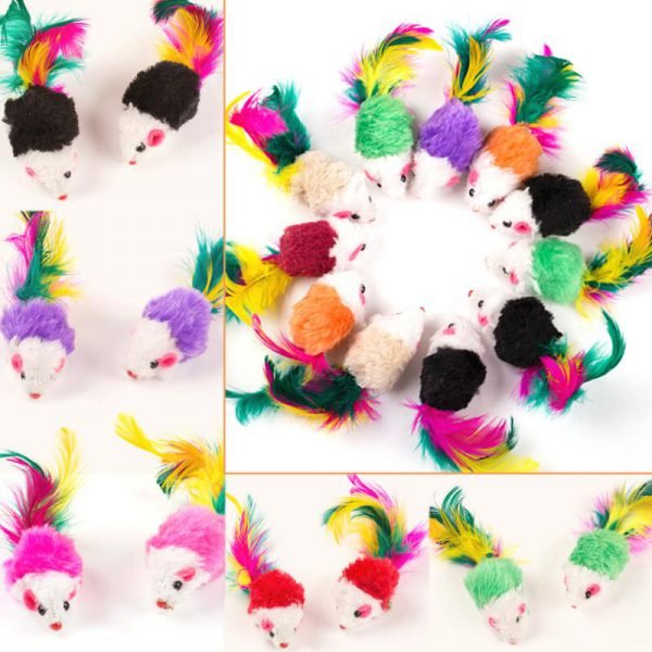 10 Pcs Cat toys False Mouse Pet Cat Toys Mini Funny Playing Toys For Cats with Colorful Feather Plush Mini Mouse Toys - Image 2