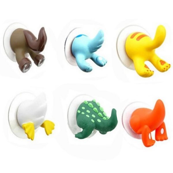 1pcs Cartoon Lovely Animal Tail Rubber Sucker Hook Key Towel Hanger Holder Hooks clothing key hanger wall kitchen accessories - Image 2