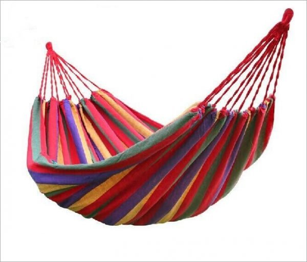 1pcs Portable Hammock Outdoor Hammock Garden Sports Home Travel Camping Swing Canvas Stripe Hang Bed Hammock Red Blue 190 x 80cm - Image 2