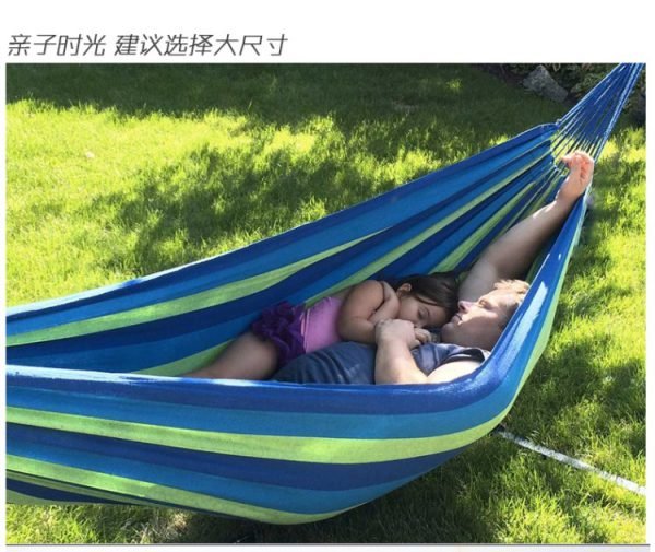 1pcs Portable Hammock Outdoor Hammock Garden Sports Home Travel Camping Swing Canvas Stripe Hang Bed Hammock Red Blue 190 x 80cm - Image 4