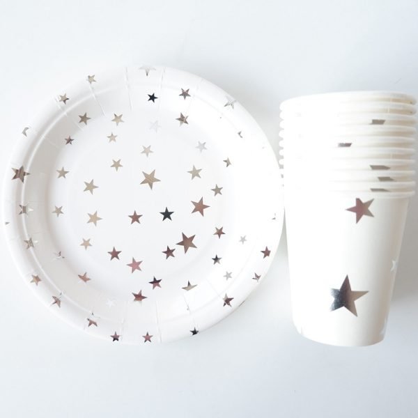 20pcs/lot Gold Foil Letter Disposable Tableware Party Paper Plates Baby Shower Birthday Party Supplies Paper Cups Tableware - Image 5