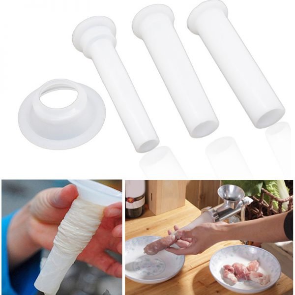 3pcs/set Meat Grinder Sausage Stuffer Filling Tubes DIY Sausage Maker Funnels Nozzles with 1PC 5.7cm Base Kitchen Tools